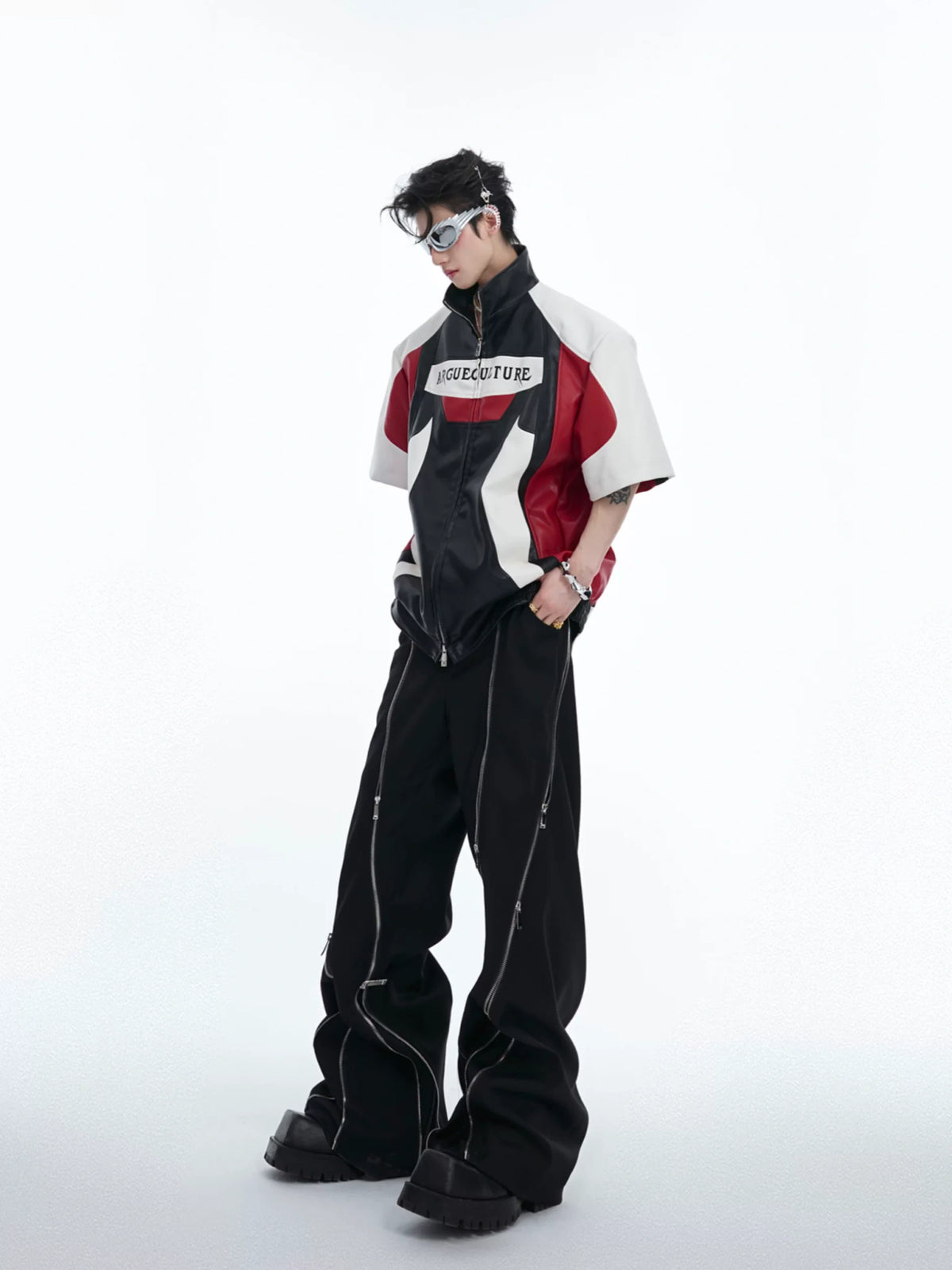 Color-Block Faux Leather Jacket | Relaxed Streetwear - main image 4