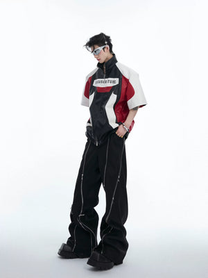Color-Block Faux Leather Jacket | Relaxed Streetwear - main image 4