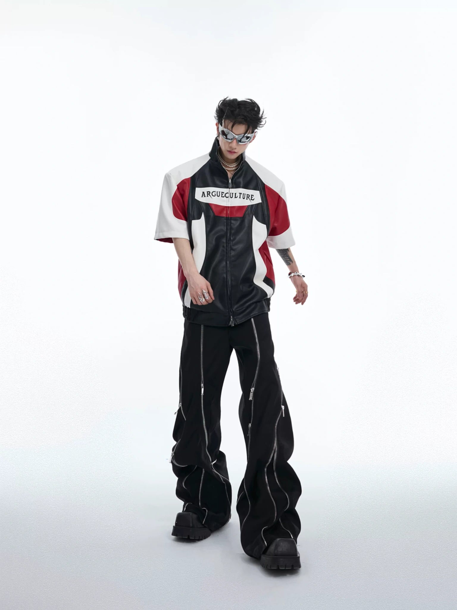 Color-Block Faux Leather Jacket | Relaxed Streetwear - main image 5