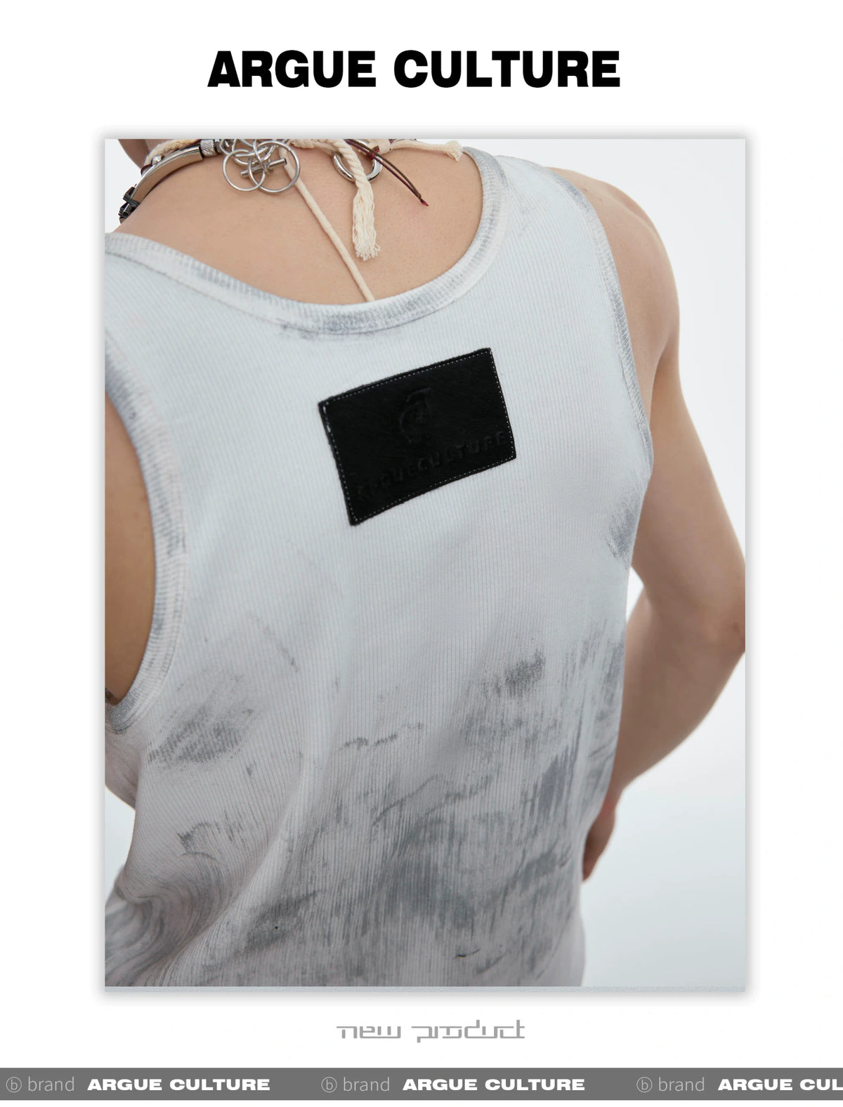 Distressed Ribbed Tank Vest | Slim-Fit Cotton Blend - description image 2