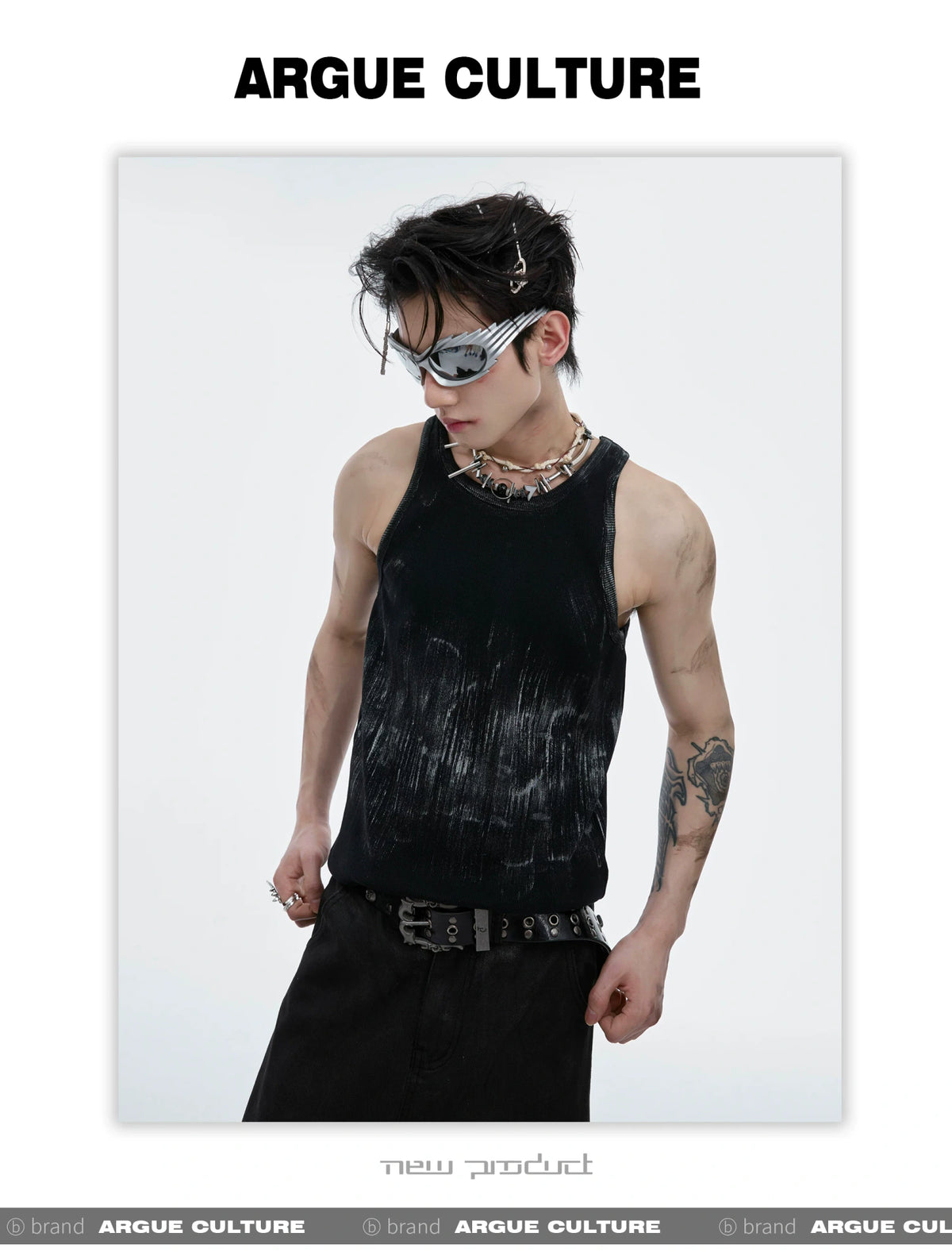 Distressed Ribbed Tank Vest | Slim-Fit Cotton Blend - description image 3