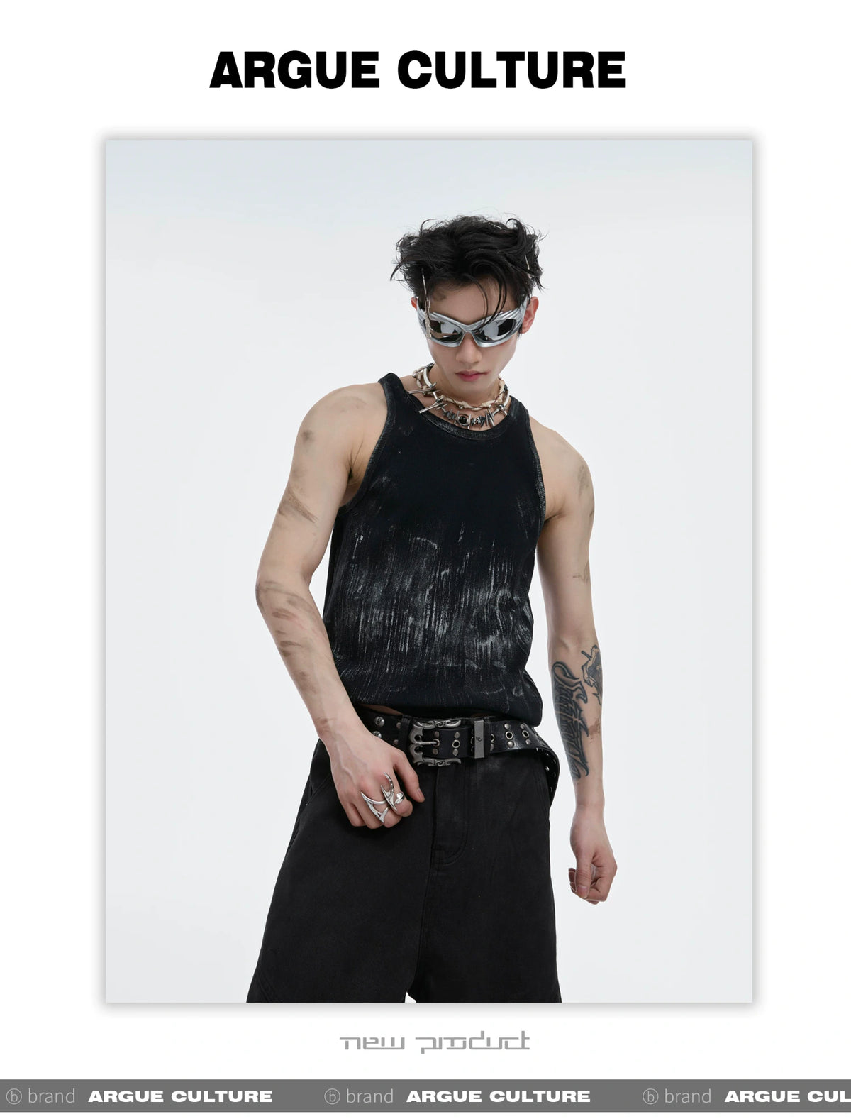 Distressed Ribbed Tank Vest | Slim-Fit Cotton Blend - description image 5