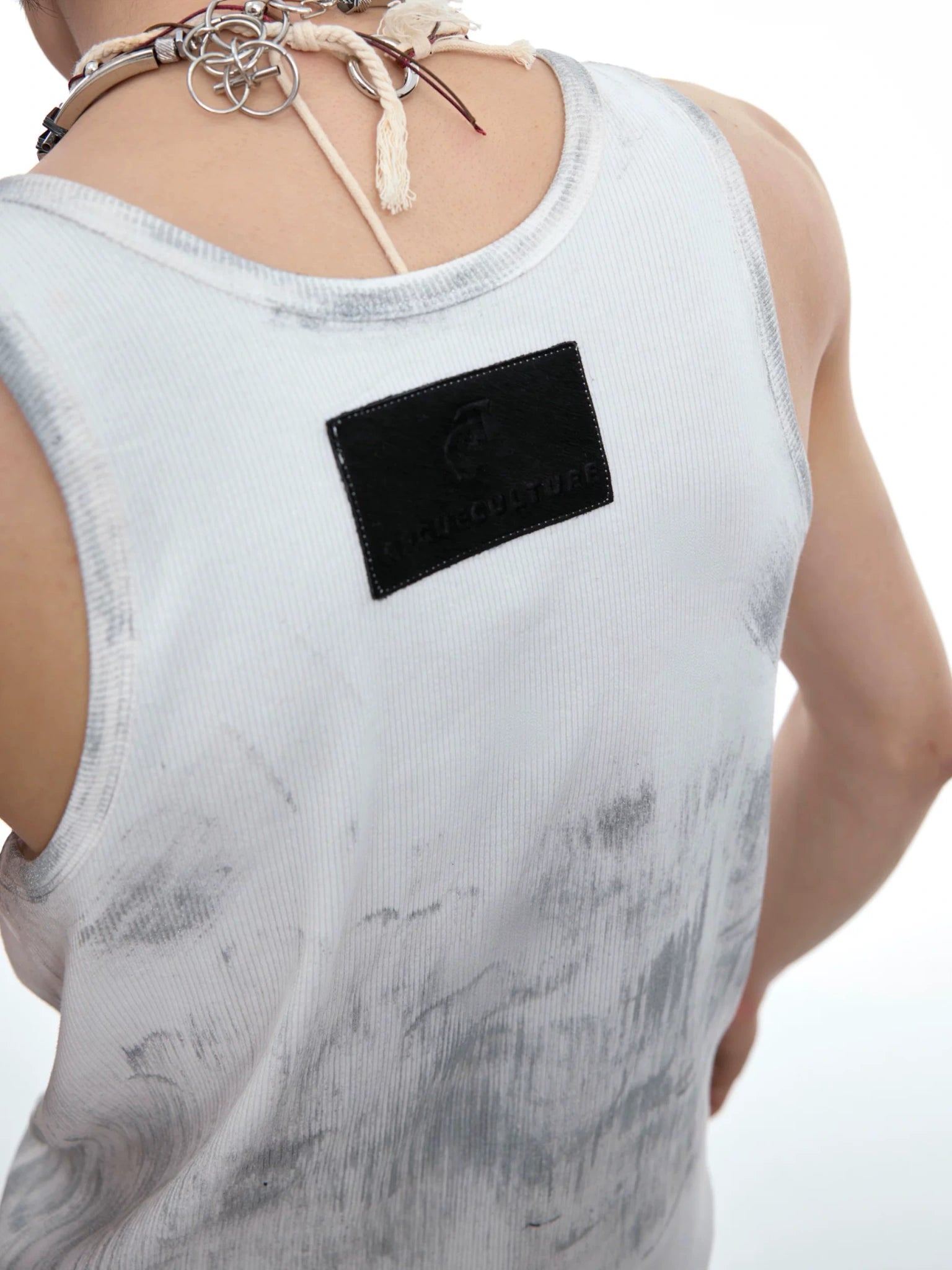 Distressed Ribbed Tank Vest | Slim-Fit Cotton Blend - main image 3