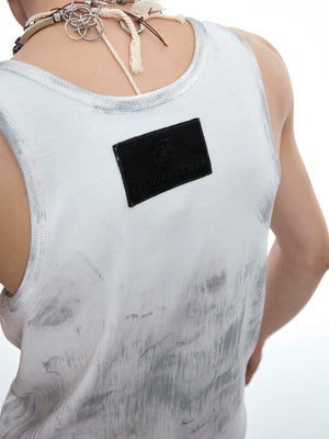 Distressed Ribbed Tank Vest | Slim-Fit Cotton Blend - main image 3