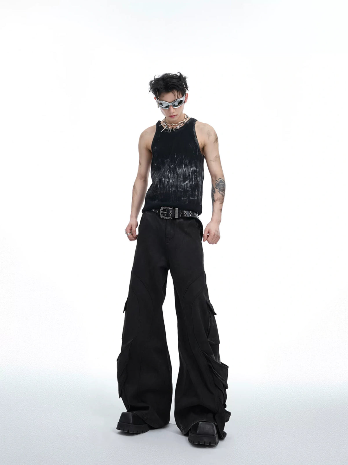 Distressed Ribbed Tank Vest | Slim-Fit Cotton Blend - main image 5