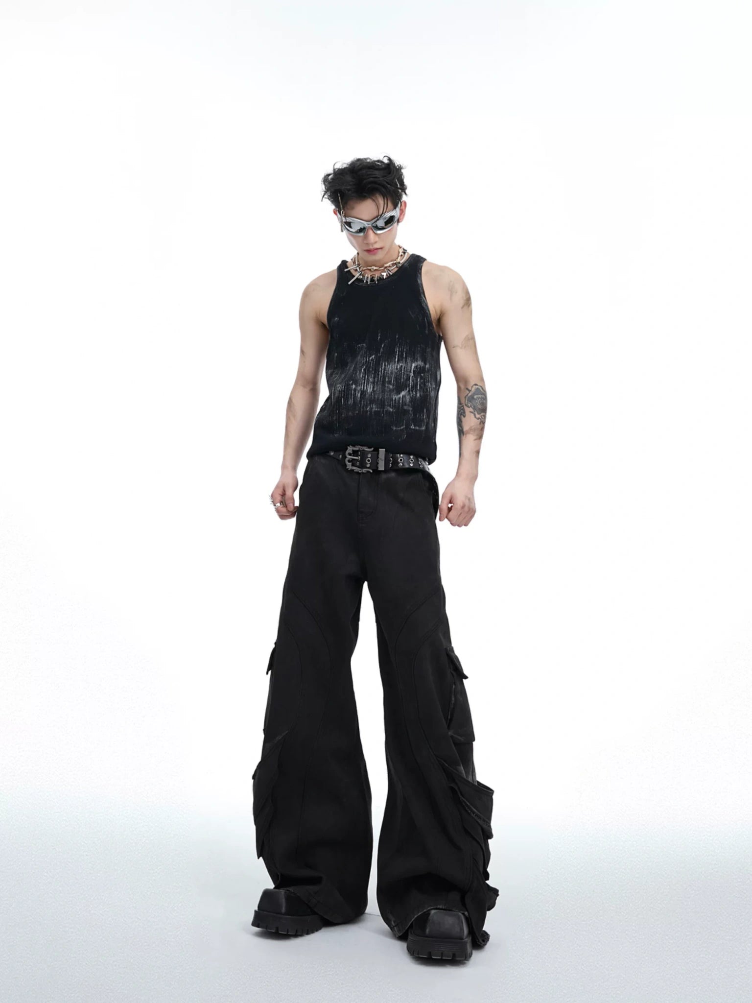 Distressed Ribbed Tank Vest | Slim-Fit Cotton Blend - main image 5