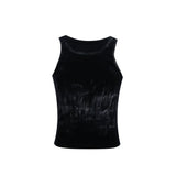 Distressed Ribbed Tank Vest | Slim-Fit Cotton Blend - Black