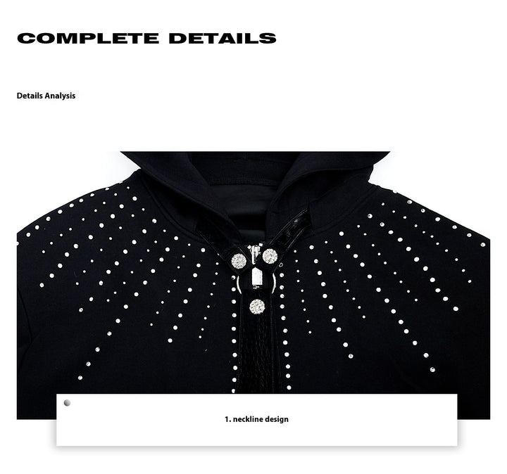 Rhinestone Hoodie with Detachable Tie for Men and Women - ArgueCulture