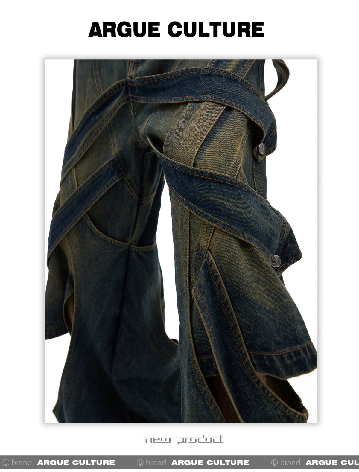 Washed Cutout Flared Utility Jeans | Wide-Leg Denim - description image 9