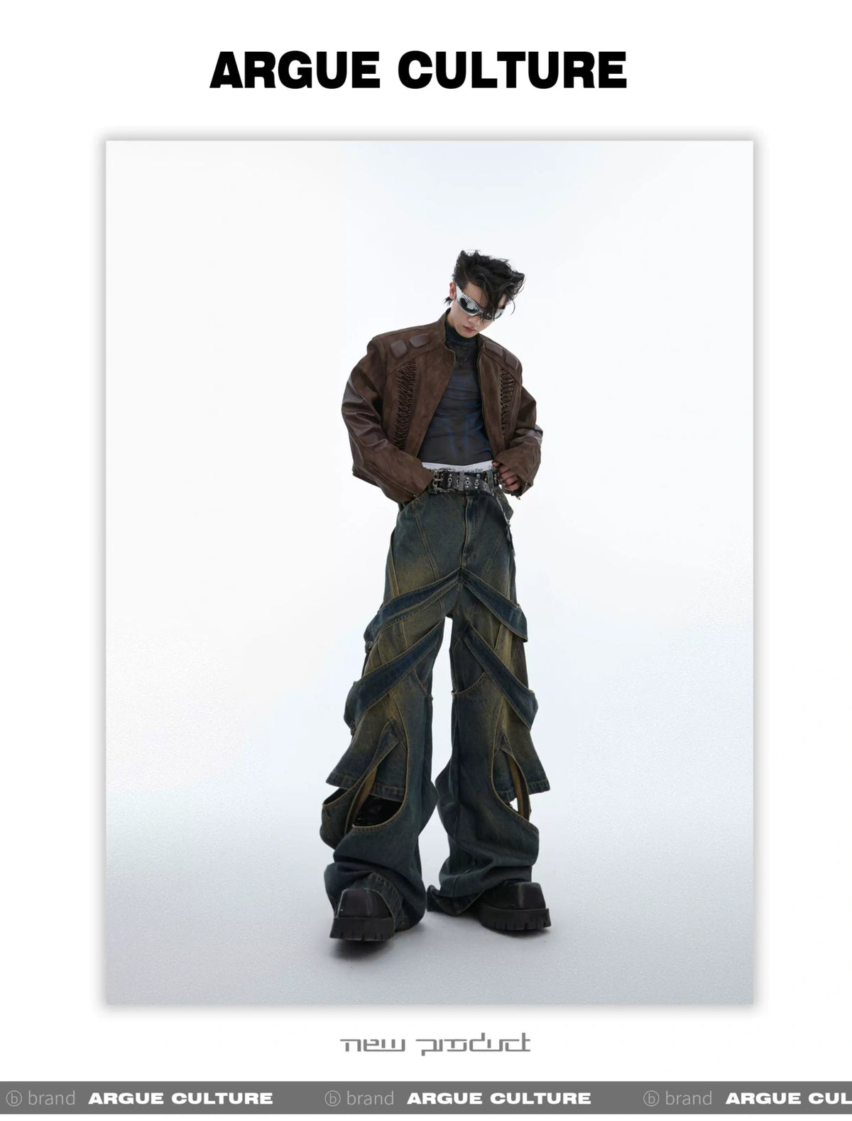 Washed Cutout Flared Utility Jeans | Wide-Leg Denim - description image 13