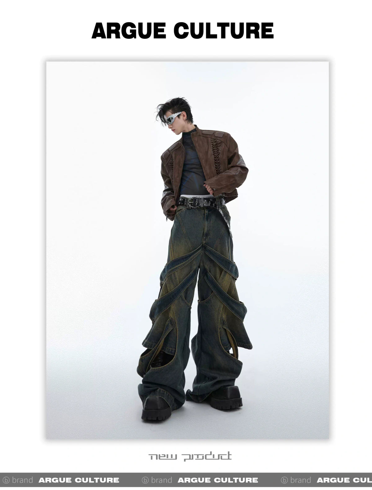 Washed Cutout Flared Utility Jeans | Wide-Leg Denim - description image 14
