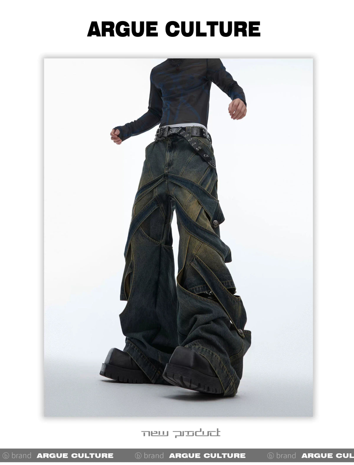 Washed Cutout Flared Utility Jeans | Wide-Leg Denim - description image 15