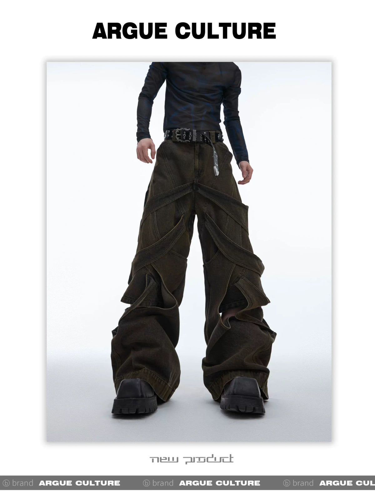 Washed Cutout Flared Utility Jeans | Wide-Leg Denim - description image 16