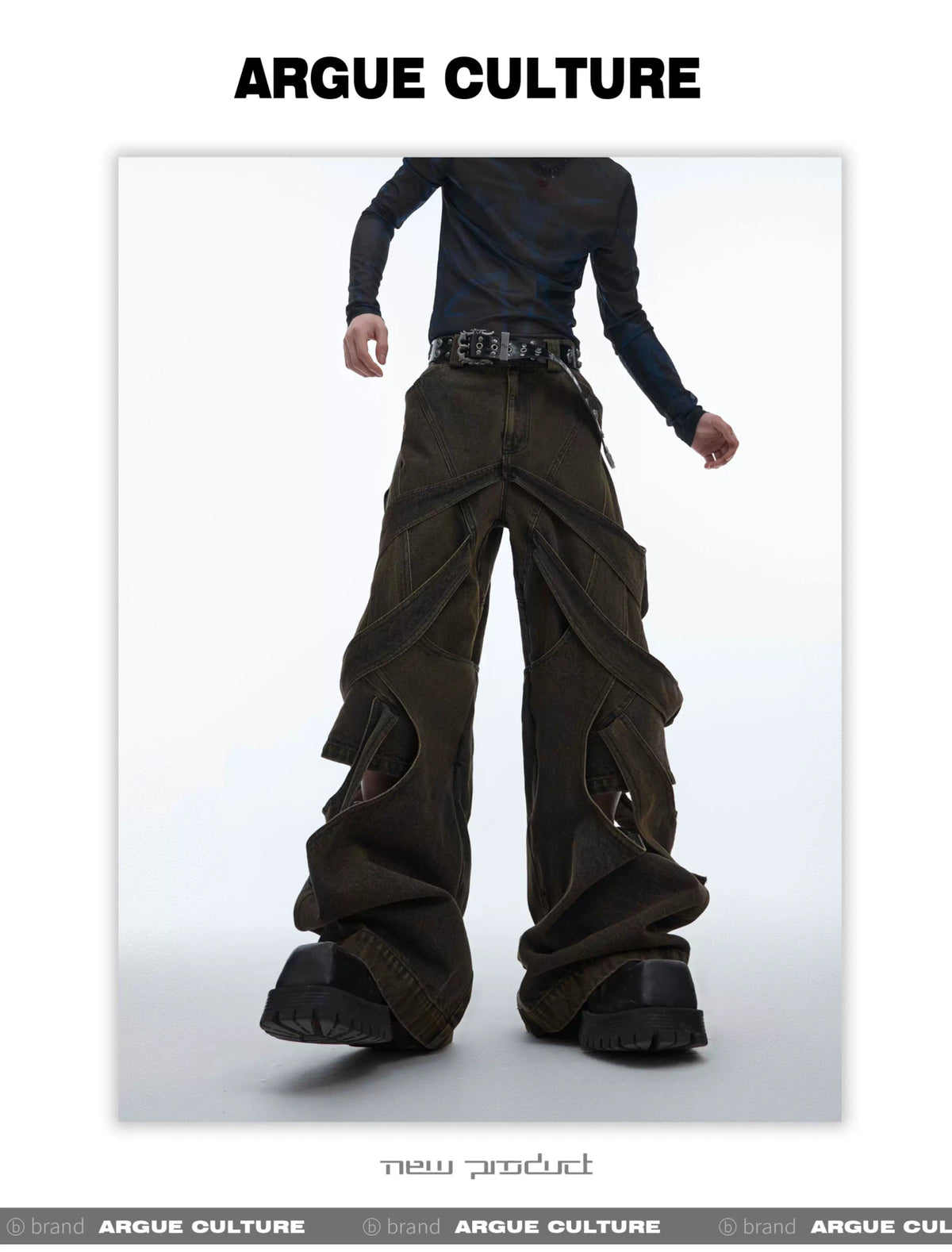 Washed Cutout Flared Utility Jeans | Wide-Leg Denim - description image 17