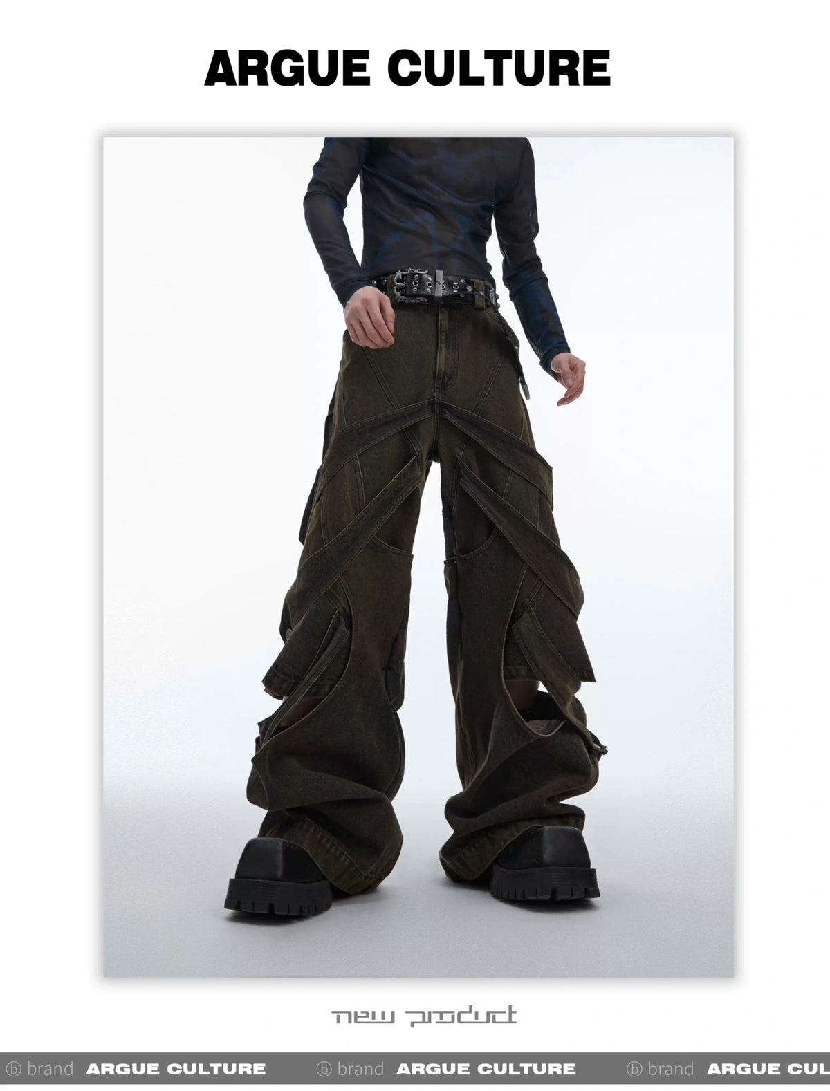 Washed Cutout Flared Utility Jeans | Wide-Leg Denim - description image 18