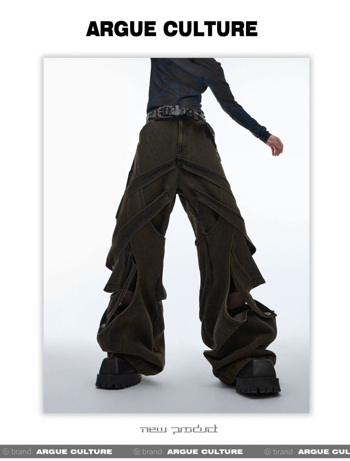 Washed Cutout Flared Utility Jeans | Wide-Leg Denim - description image 19