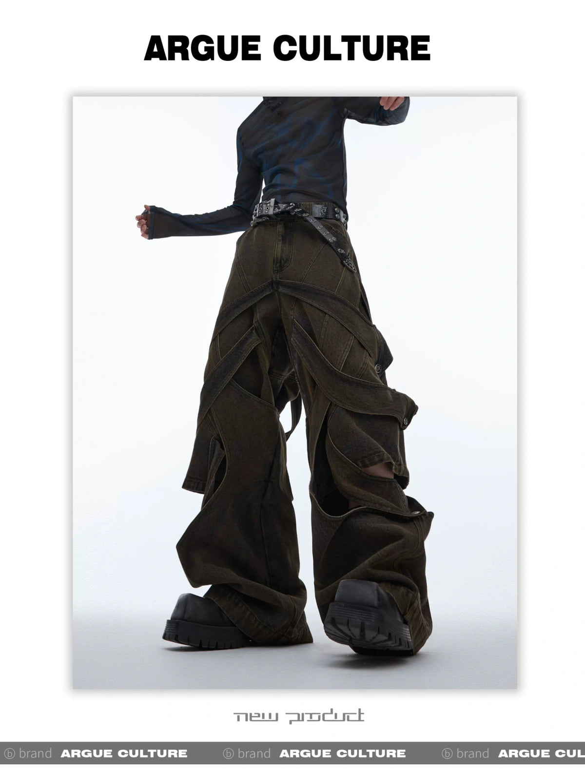 Washed Cutout Flared Utility Jeans | Wide-Leg Denim - description image 20