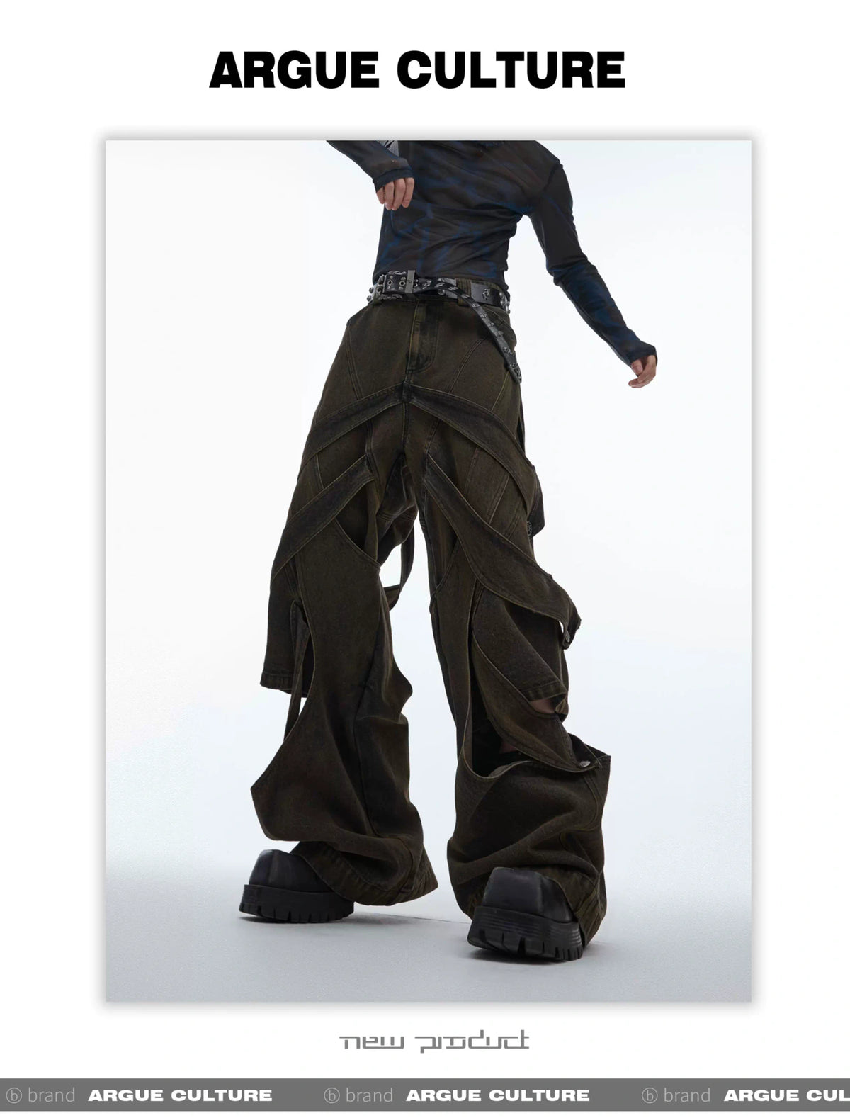 Washed Cutout Flared Utility Jeans | Wide-Leg Denim - description image 21