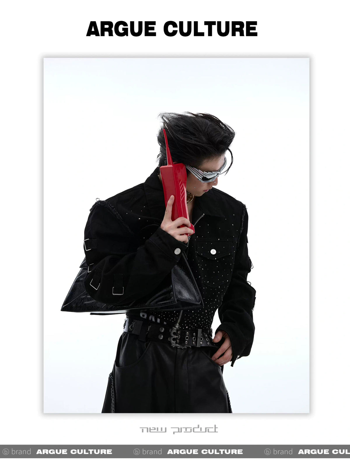 Black Sequin Cropped Jacket with Structured Shoulders - description image 10