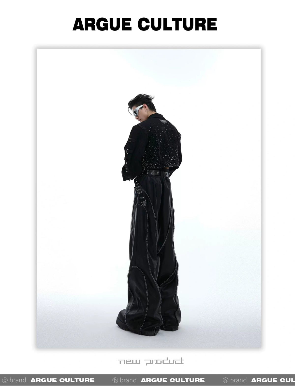 Black Sequin Cropped Jacket with Structured Shoulders - description image 15