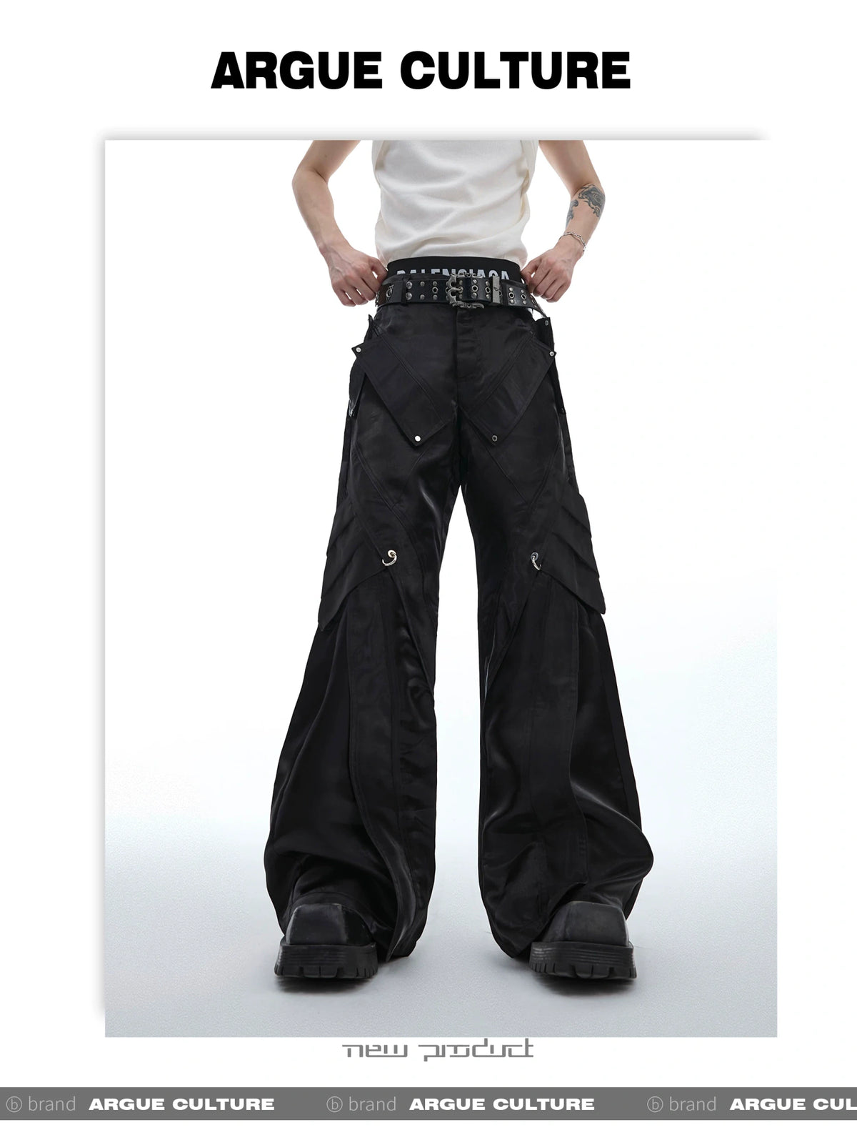 Deconstructed Black Wide-Leg Pants | Argue Culture - description image 5