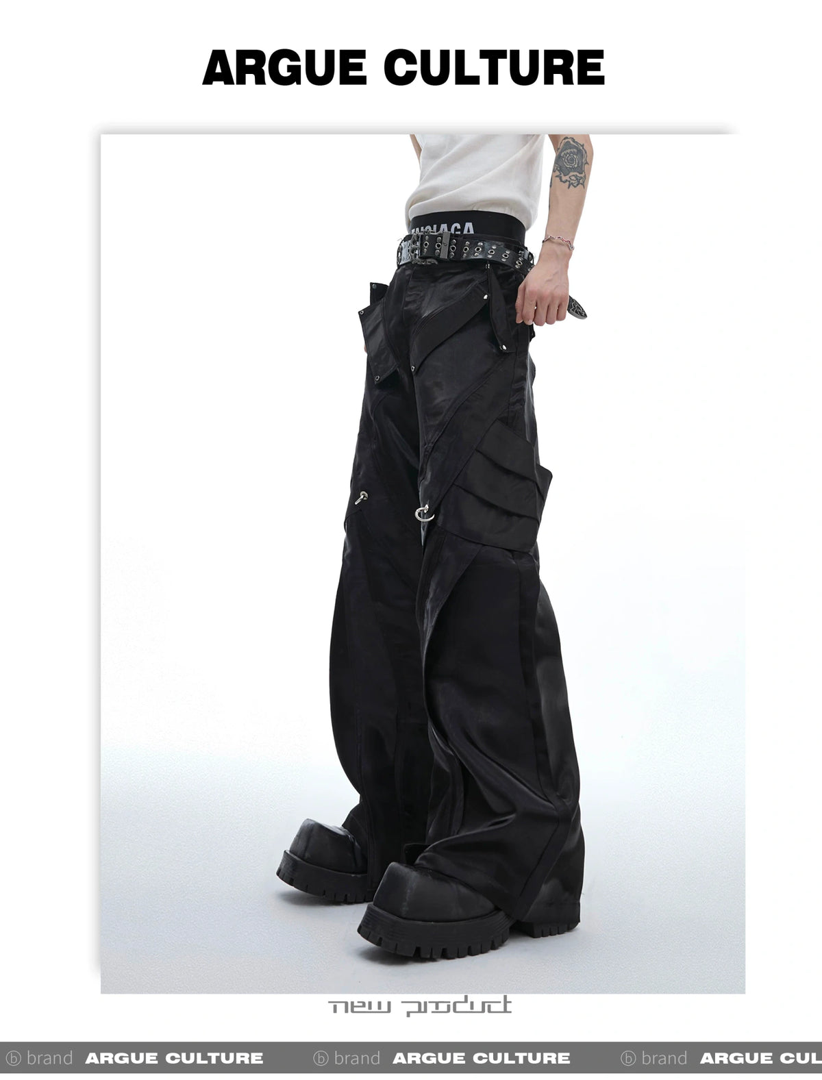 Deconstructed Black Wide-Leg Pants | Argue Culture - description image 6