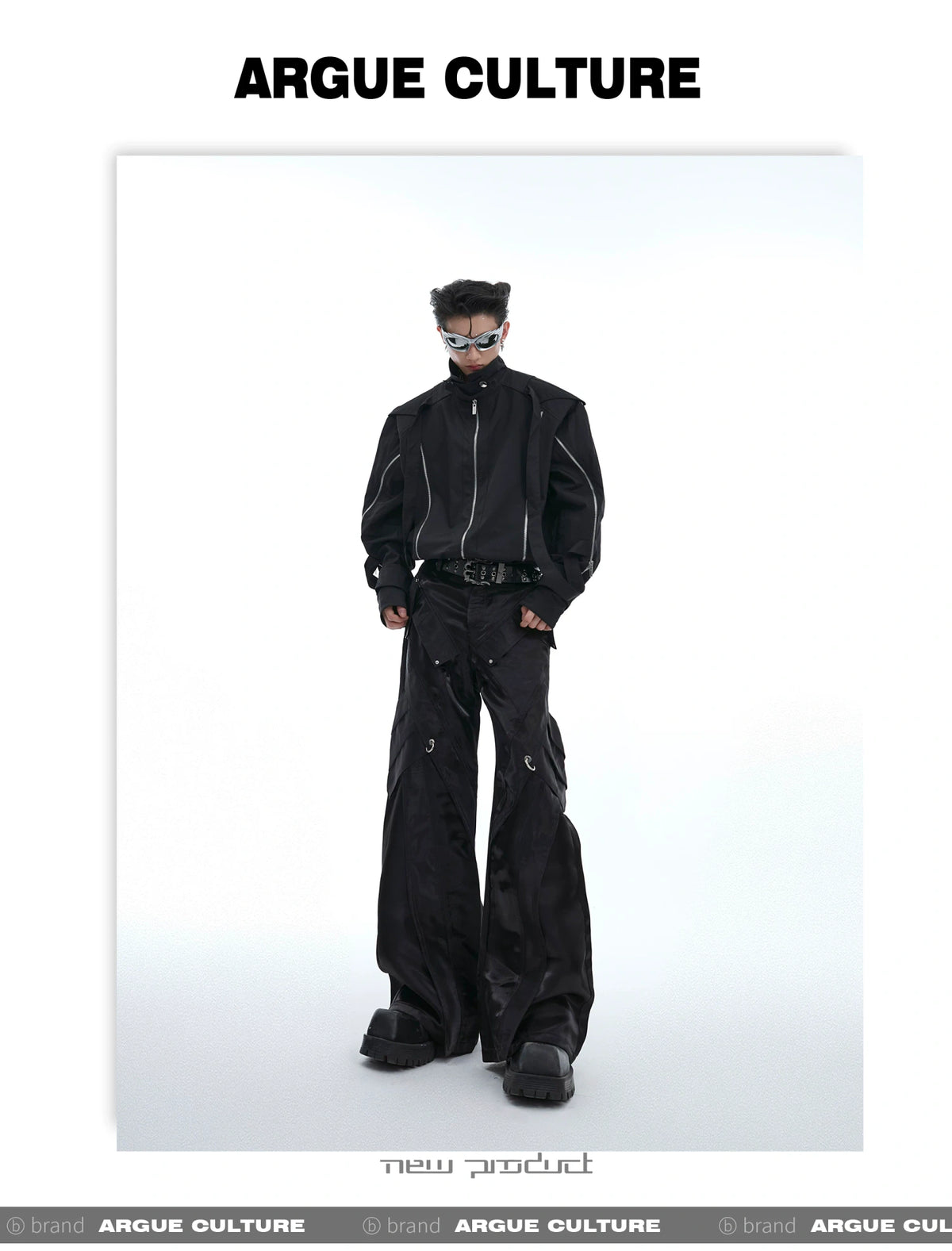 Deconstructed Black Wide-Leg Pants | Argue Culture - description image 7