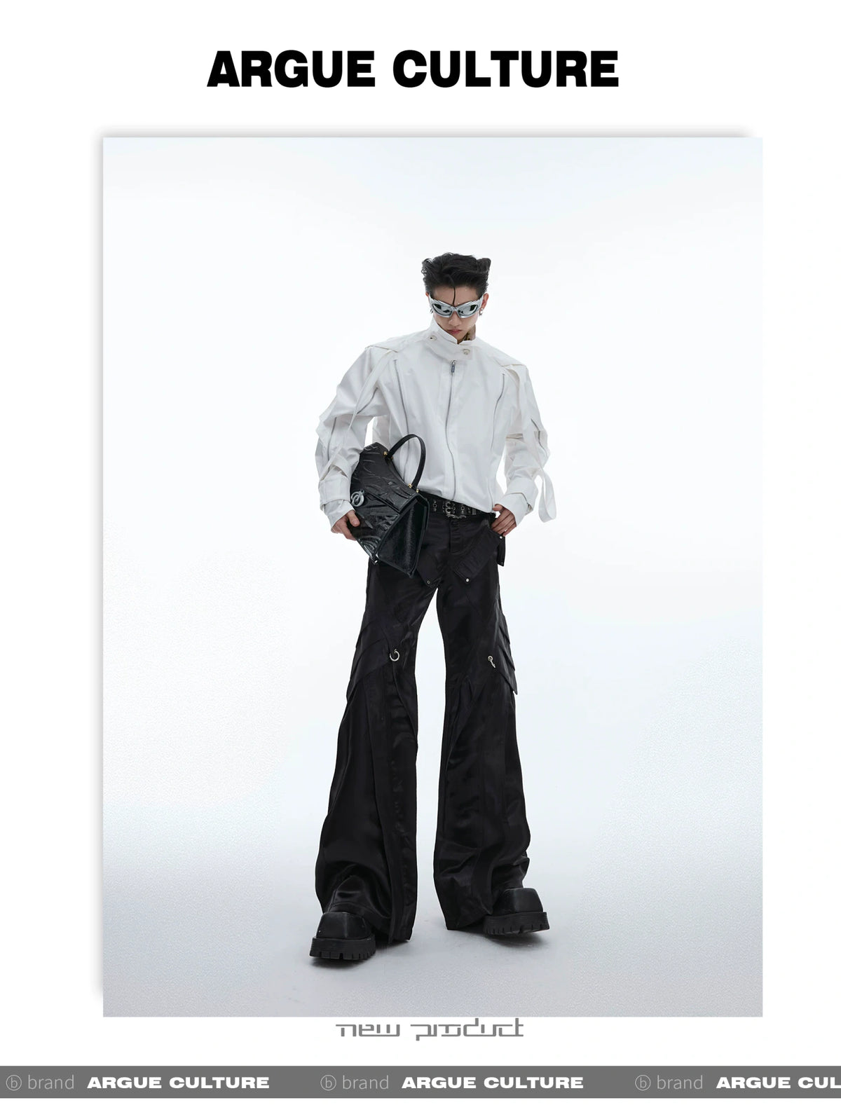 Deconstructed Black Wide-Leg Pants | Argue Culture - description image 8