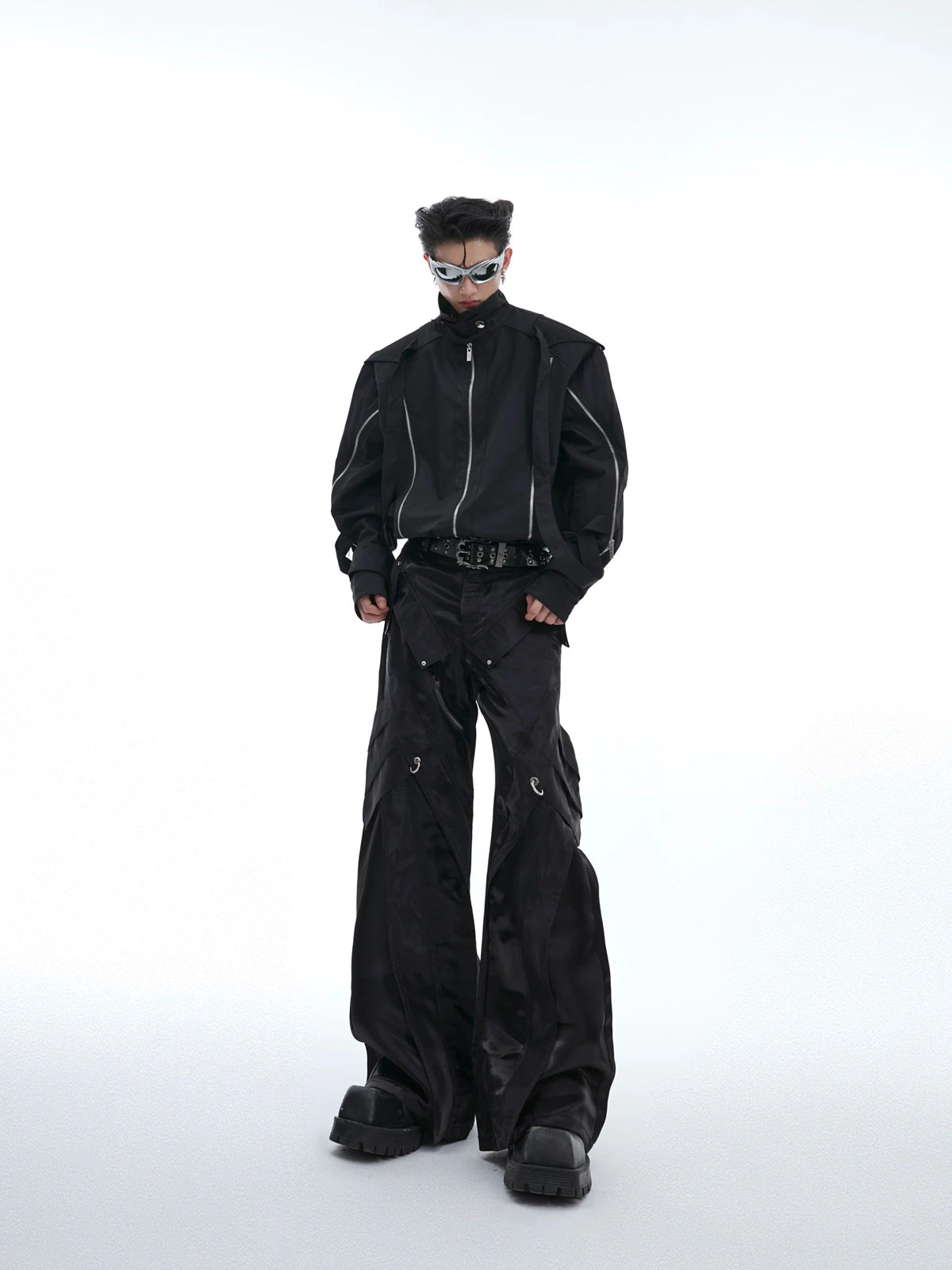 Deconstructed Black Wide-Leg Pants | Argue Culture - main image 5
