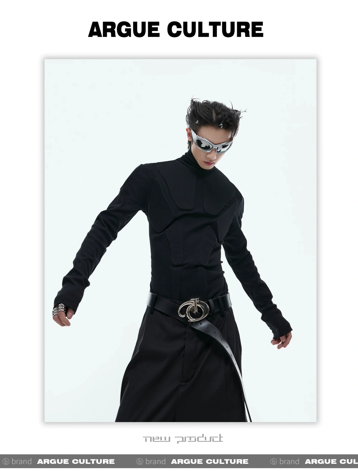 3D Armor Mock-Neck Cotton-Blend Long-Sleeve Top - description image 2