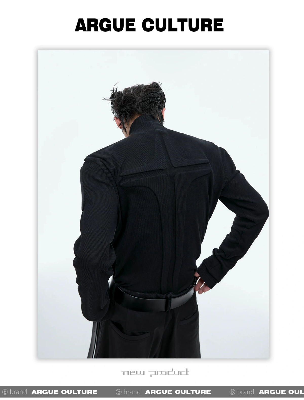 3D Armor Mock-Neck Cotton-Blend Long-Sleeve Top - description image 3
