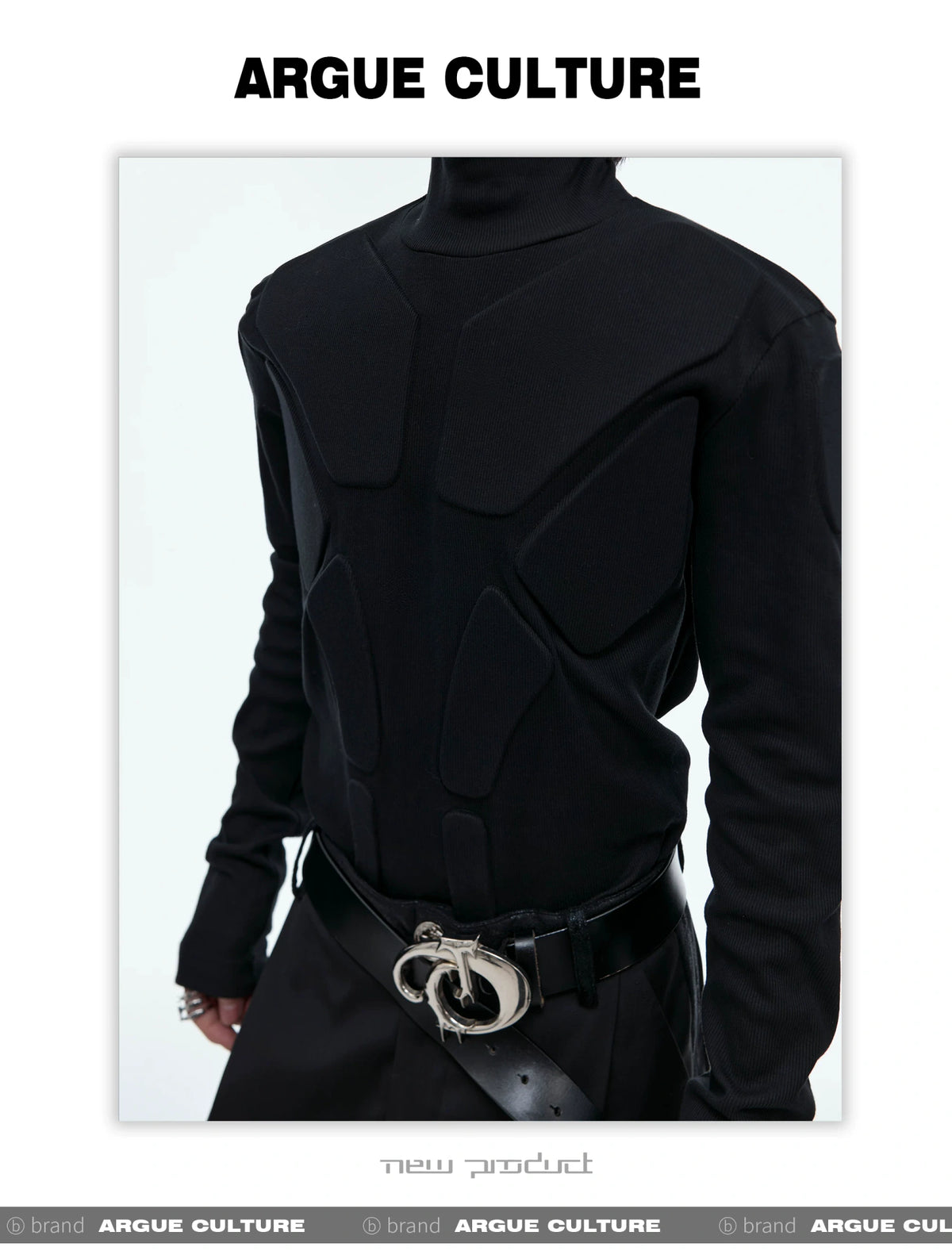 3D Armor Mock-Neck Cotton-Blend Long-Sleeve Top - description image 4