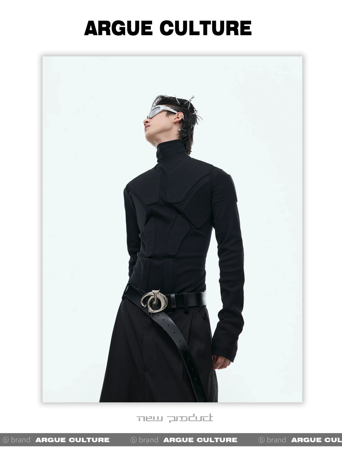 3D Armor Mock-Neck Cotton-Blend Long-Sleeve Top - description image 6