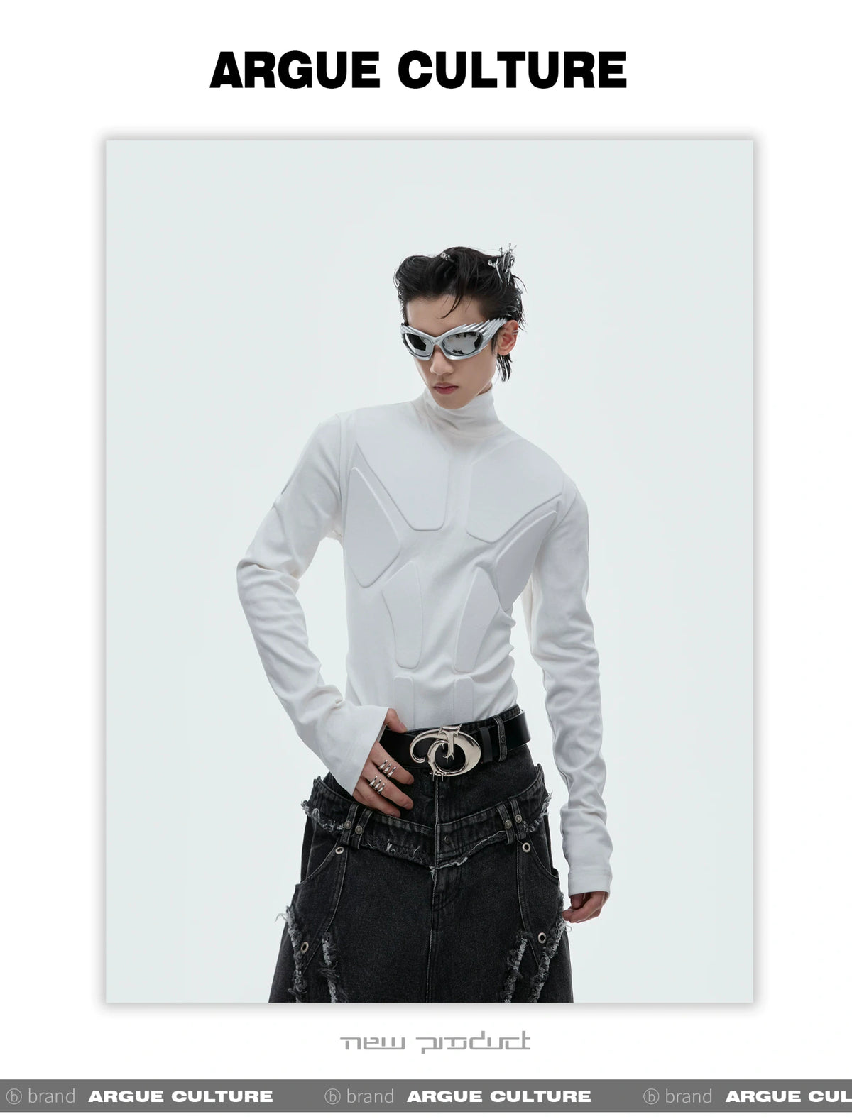 3D Armor Mock-Neck Cotton-Blend Long-Sleeve Top - description image 8