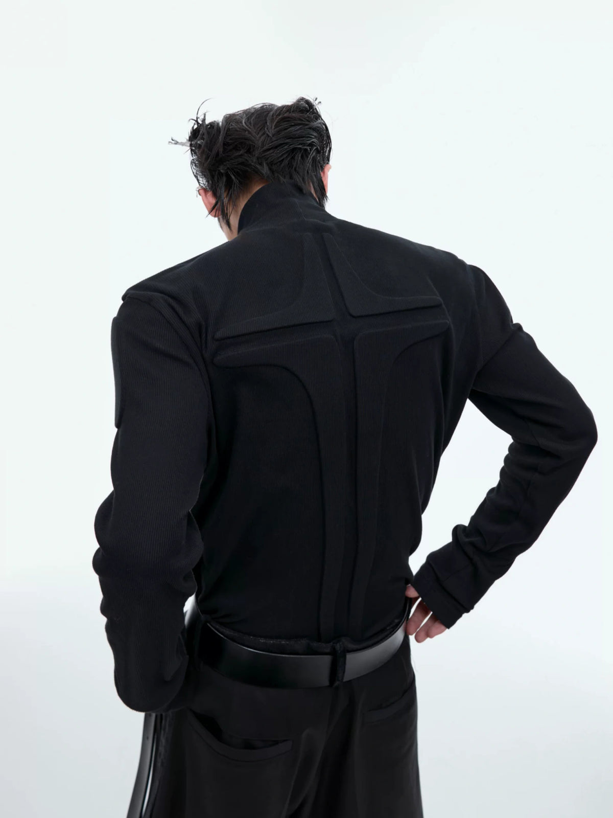 3D Armor Mock-Neck Cotton-Blend Long-Sleeve Top - main image 3