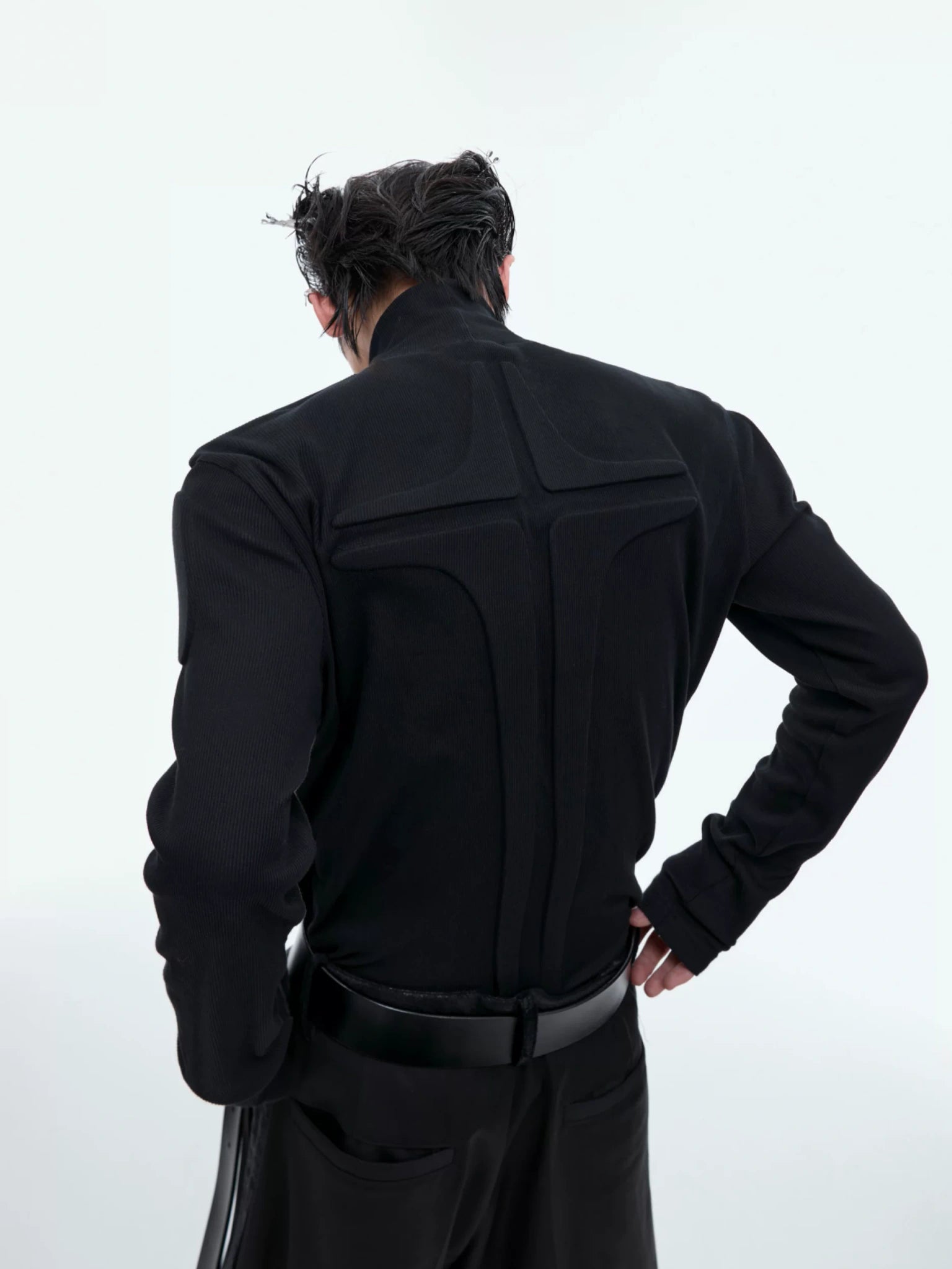 3D Armor Mock-Neck Cotton-Blend Long-Sleeve Top - main image 3