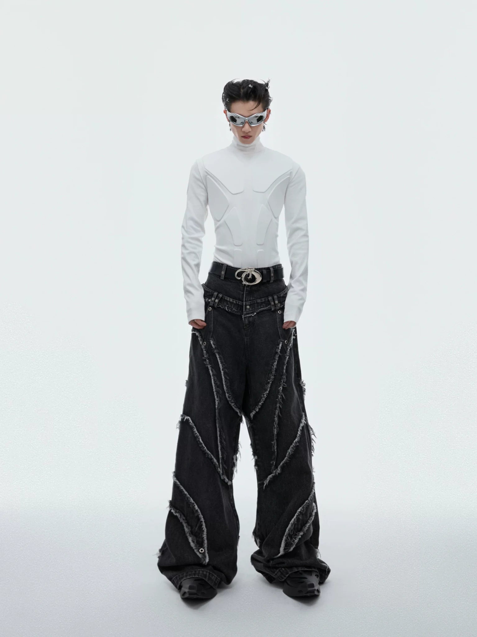3D Armor Mock-Neck Cotton-Blend Long-Sleeve Top - main image 4