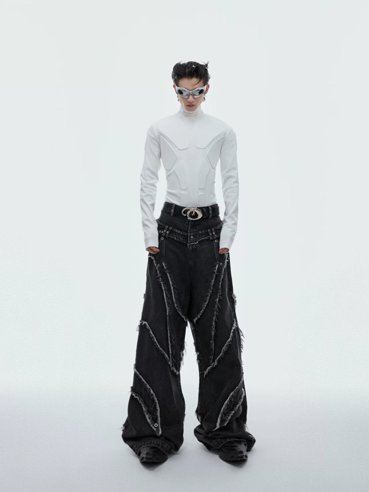 3D Armor Mock-Neck Cotton-Blend Long-Sleeve Top - main image 4