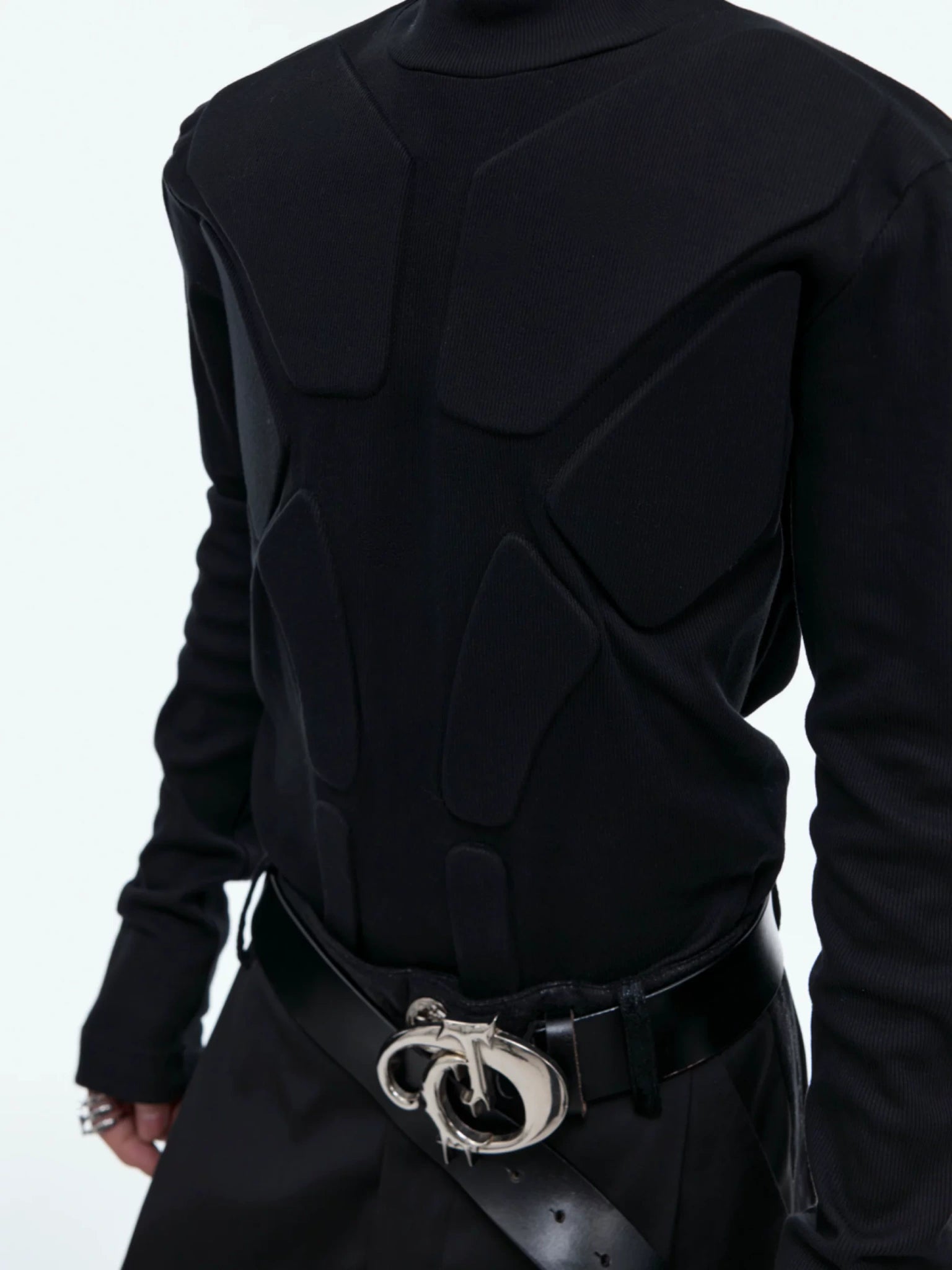 3D Armor Mock-Neck Cotton-Blend Long-Sleeve Top - main image 5
