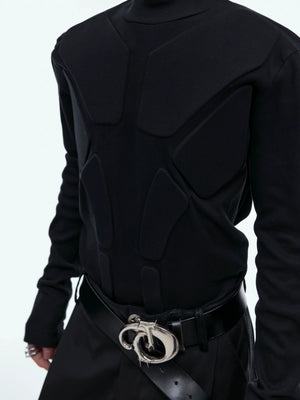 3D Armor Mock-Neck Cotton-Blend Long-Sleeve Top - main image 5