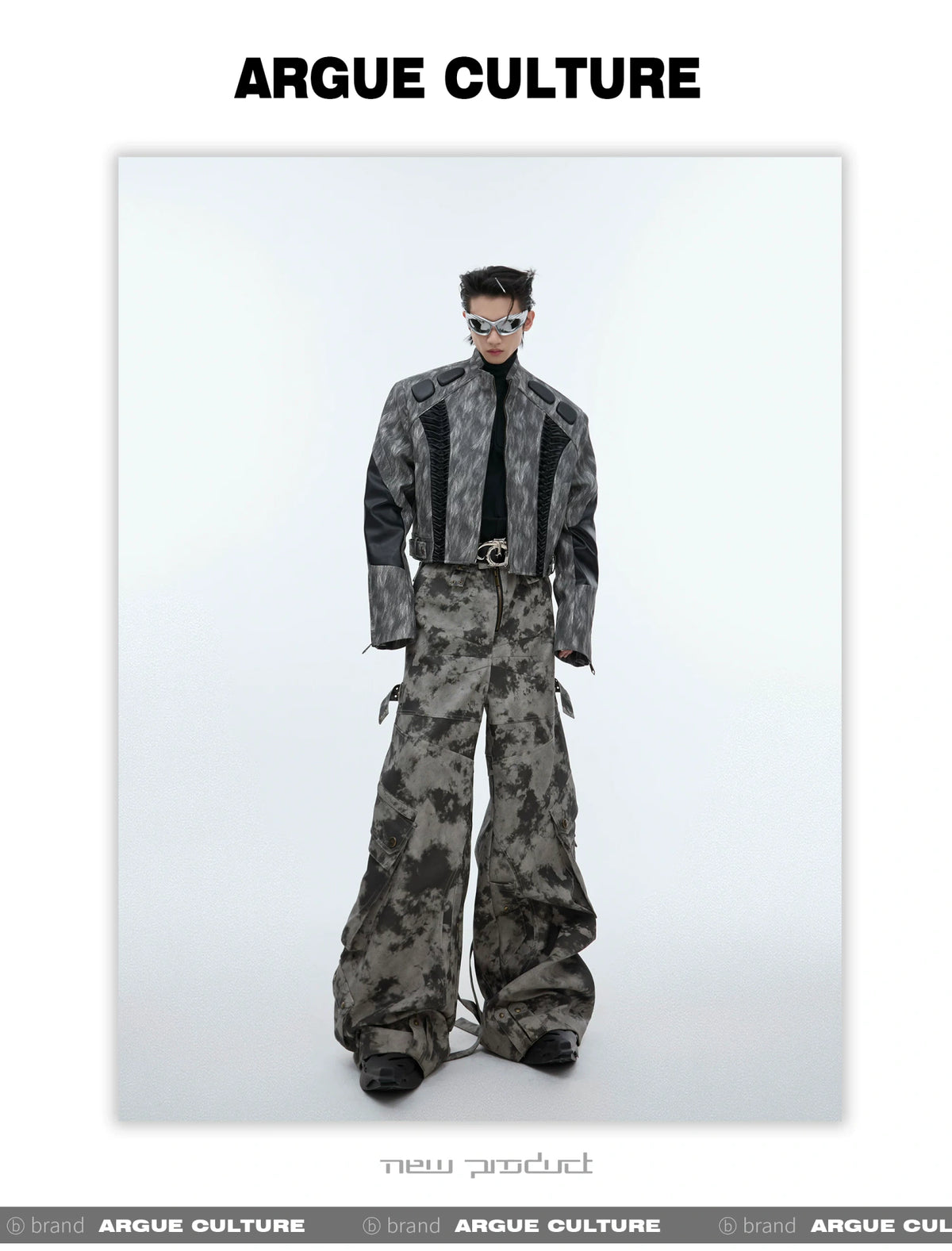 Distressed Ink-Blot Wide-Leg Cargo Pants | Streetwear - description image 7