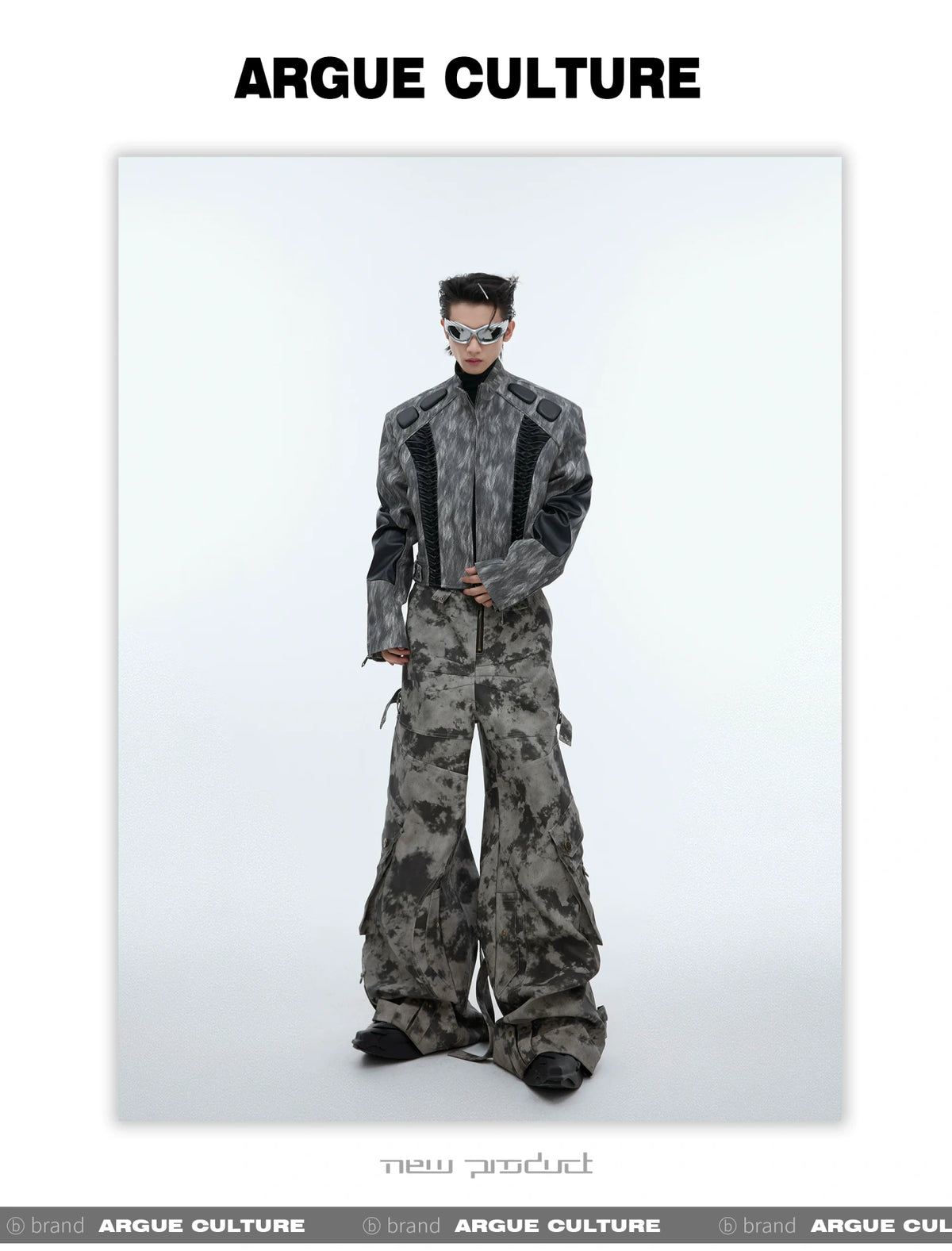 Distressed Ink-Blot Wide-Leg Cargo Pants | Streetwear - description image 8
