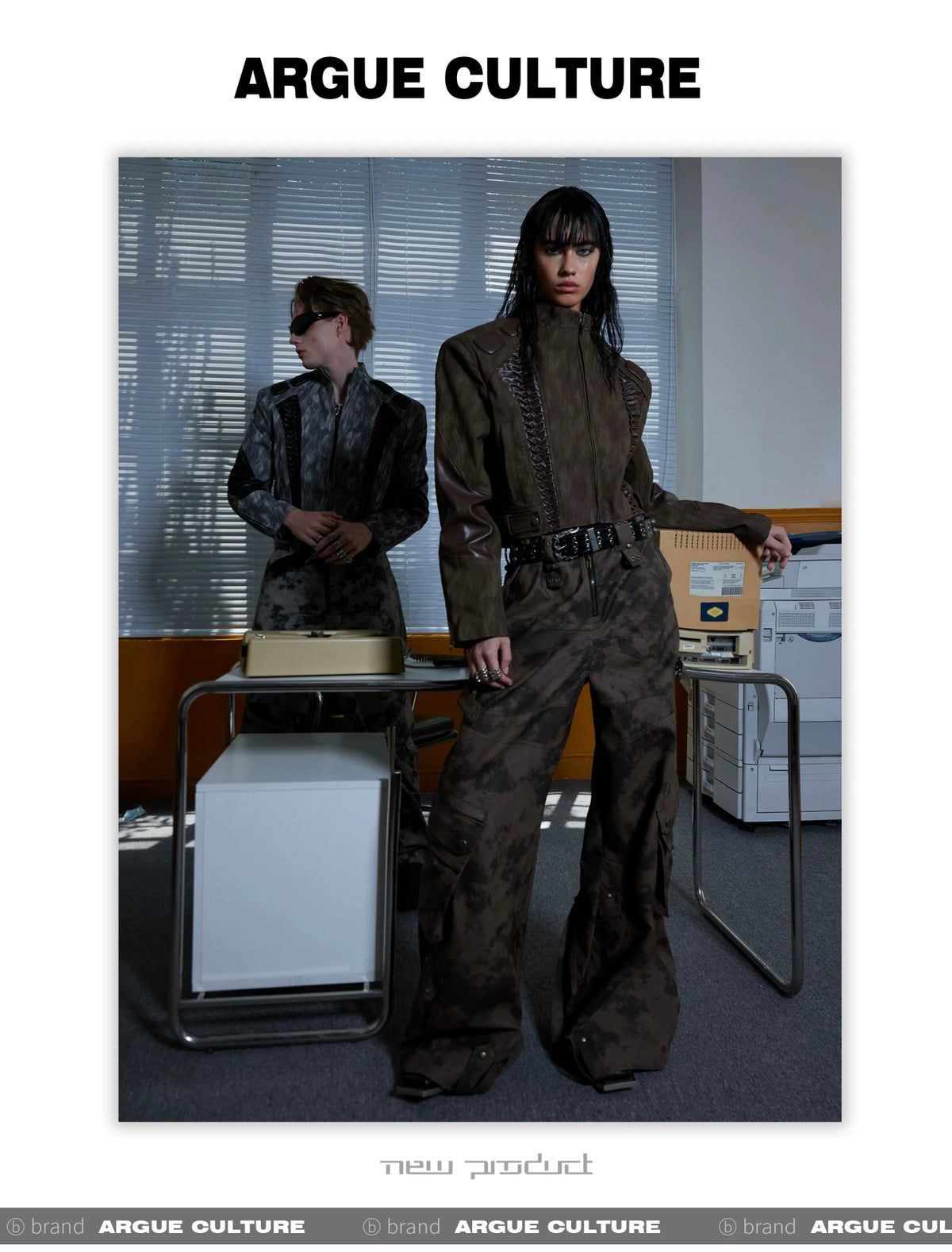 Distressed Ink-Blot Wide-Leg Cargo Pants | Streetwear - description image 9
