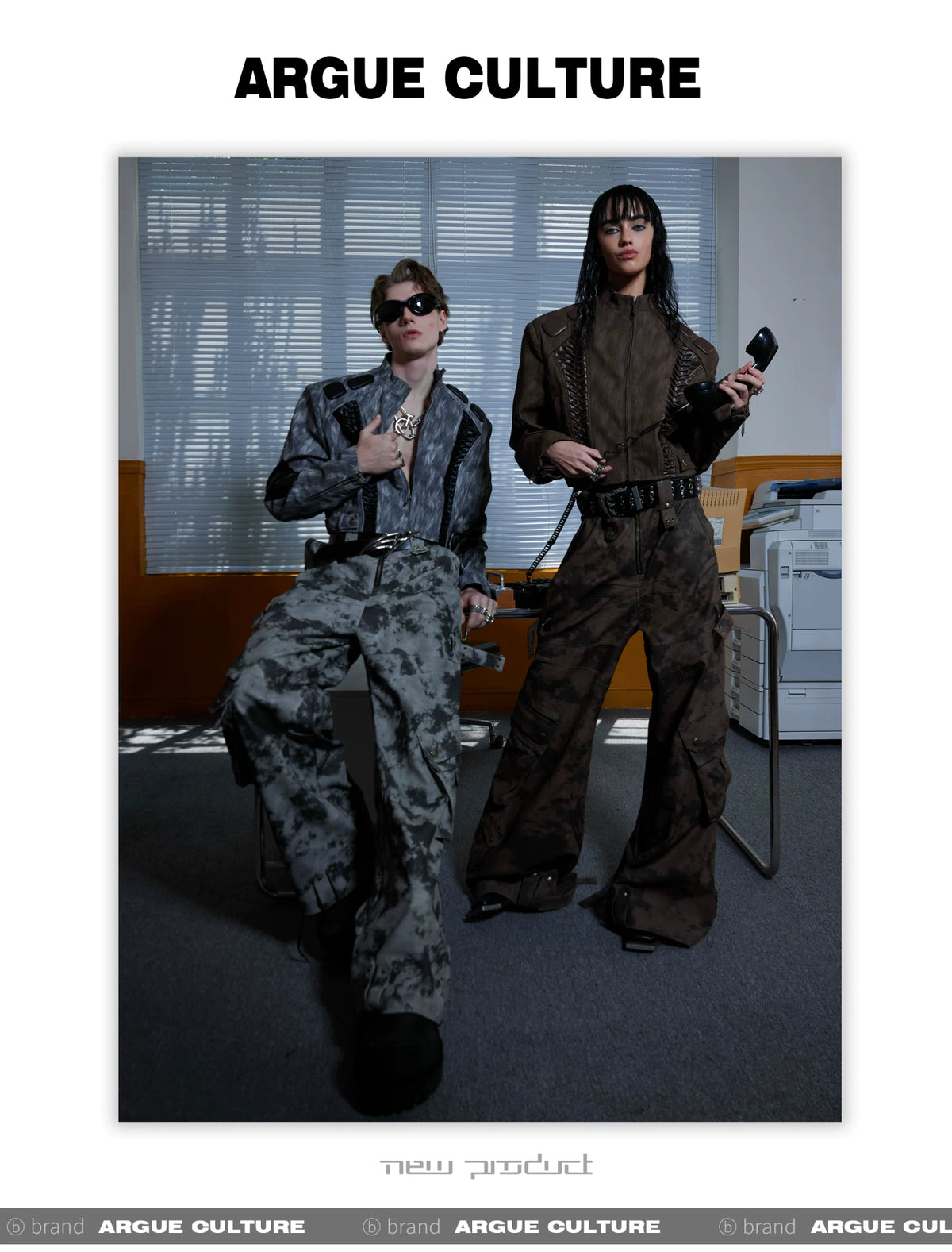 Distressed Ink-Blot Wide-Leg Cargo Pants | Streetwear - description image 10