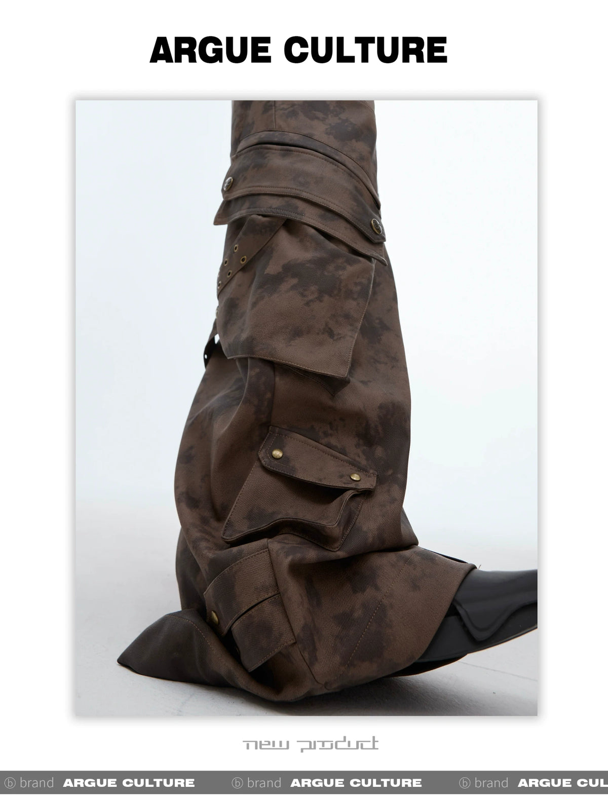 Distressed Ink-Blot Wide-Leg Cargo Pants | Streetwear - description image 12