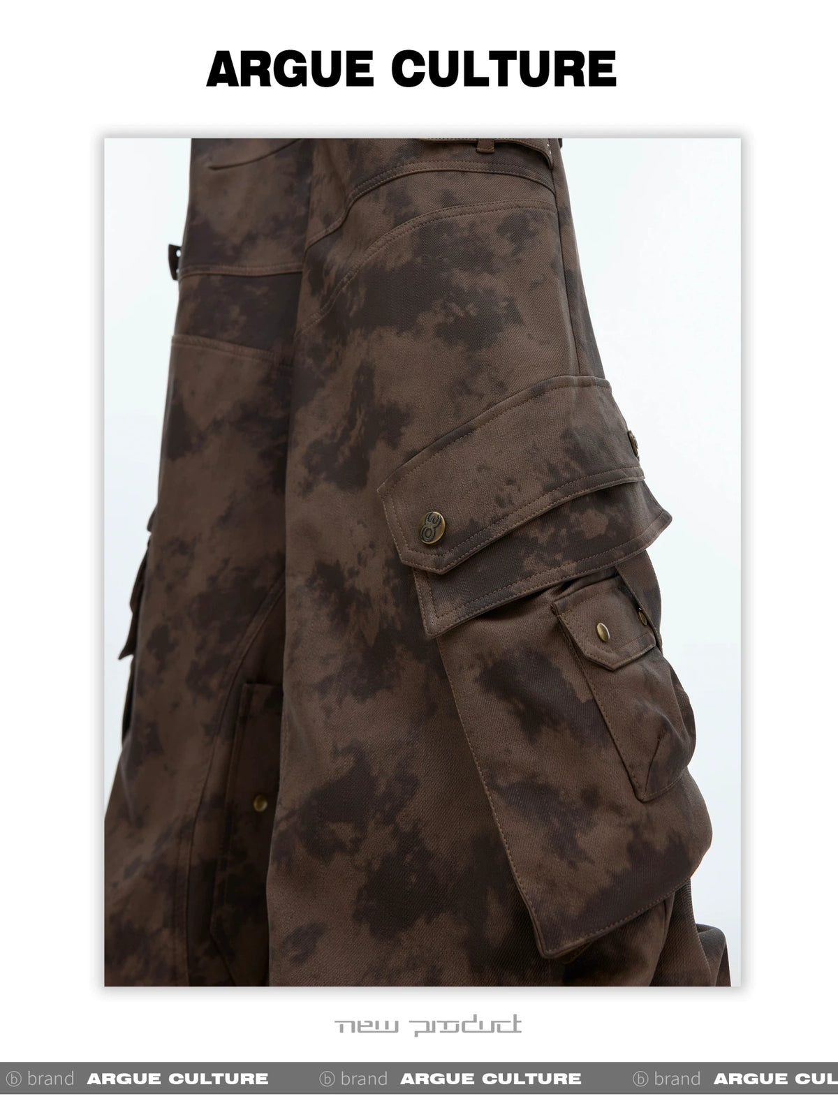 Distressed Ink-Blot Wide-Leg Cargo Pants | Streetwear - description image 14