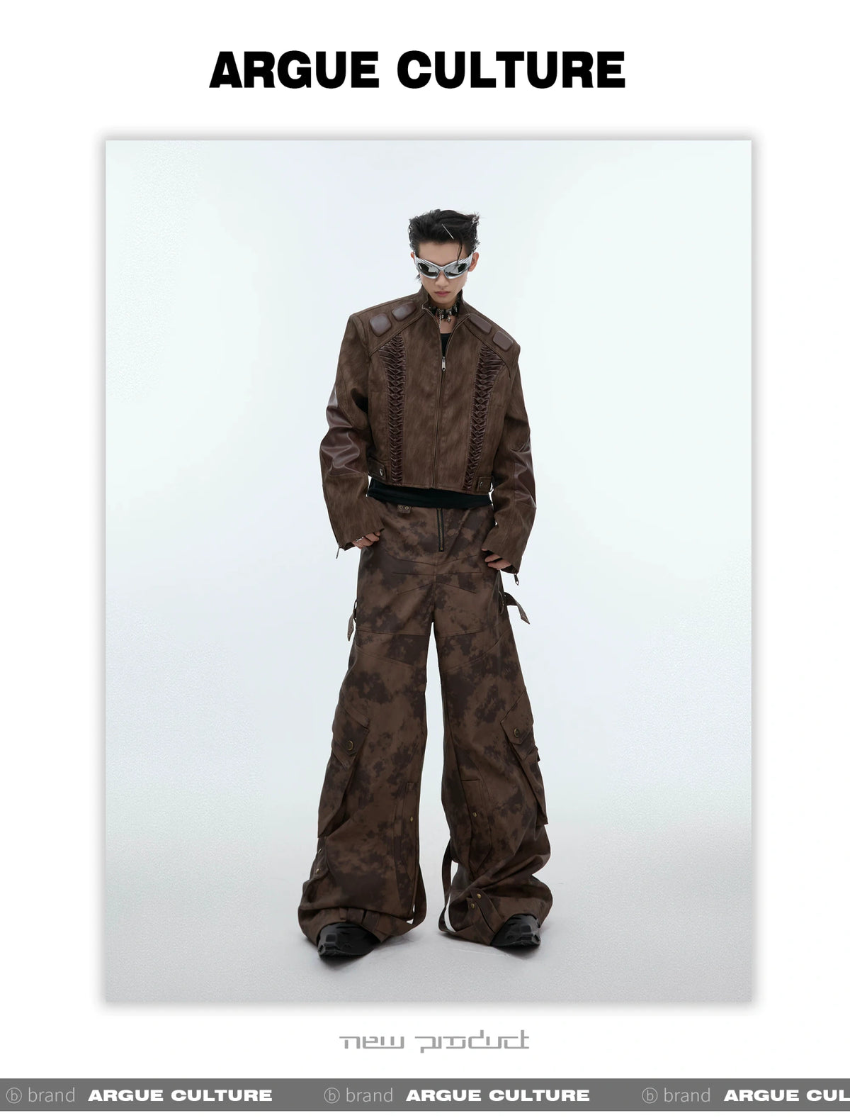 Distressed Ink-Blot Wide-Leg Cargo Pants | Streetwear - description image 18