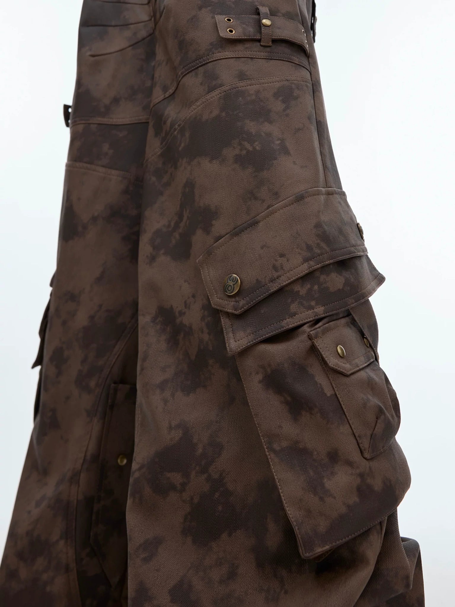 Distressed Ink-Blot Wide-Leg Cargo Pants | Streetwear - main image 4