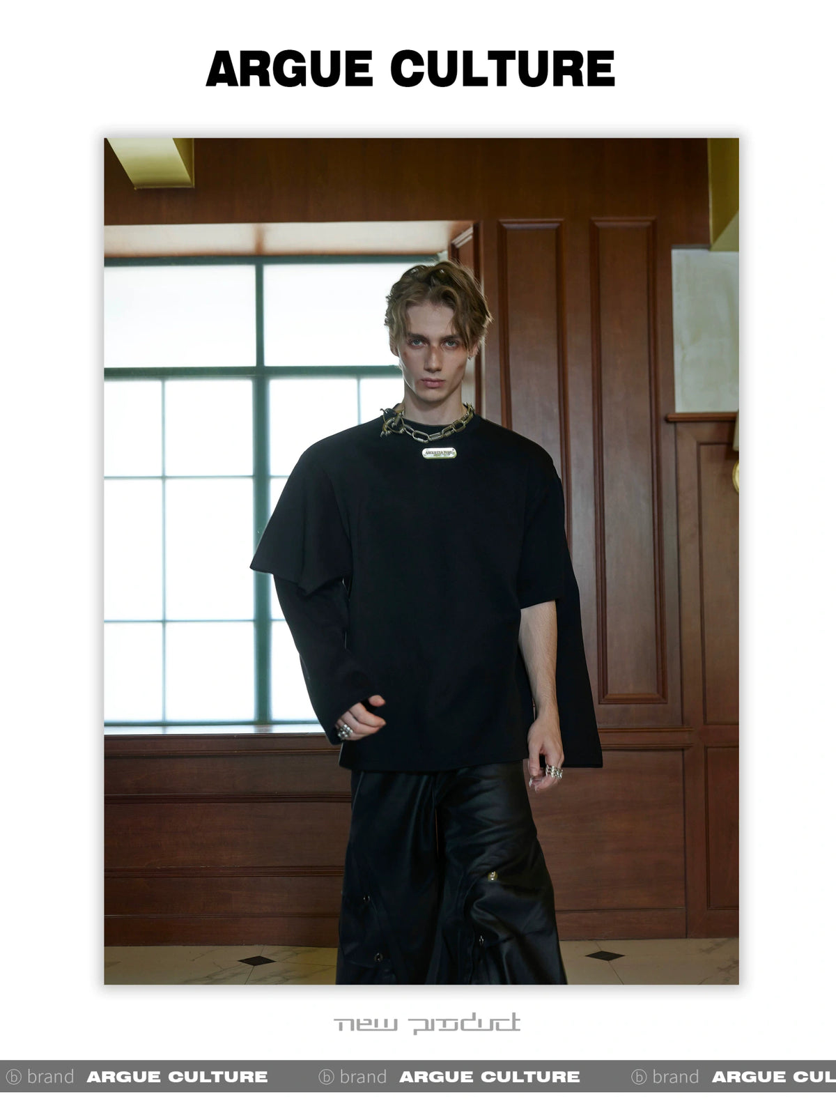Deconstructed Two-Layer Crewneck Sweatshirt | ARGUE - description image 2