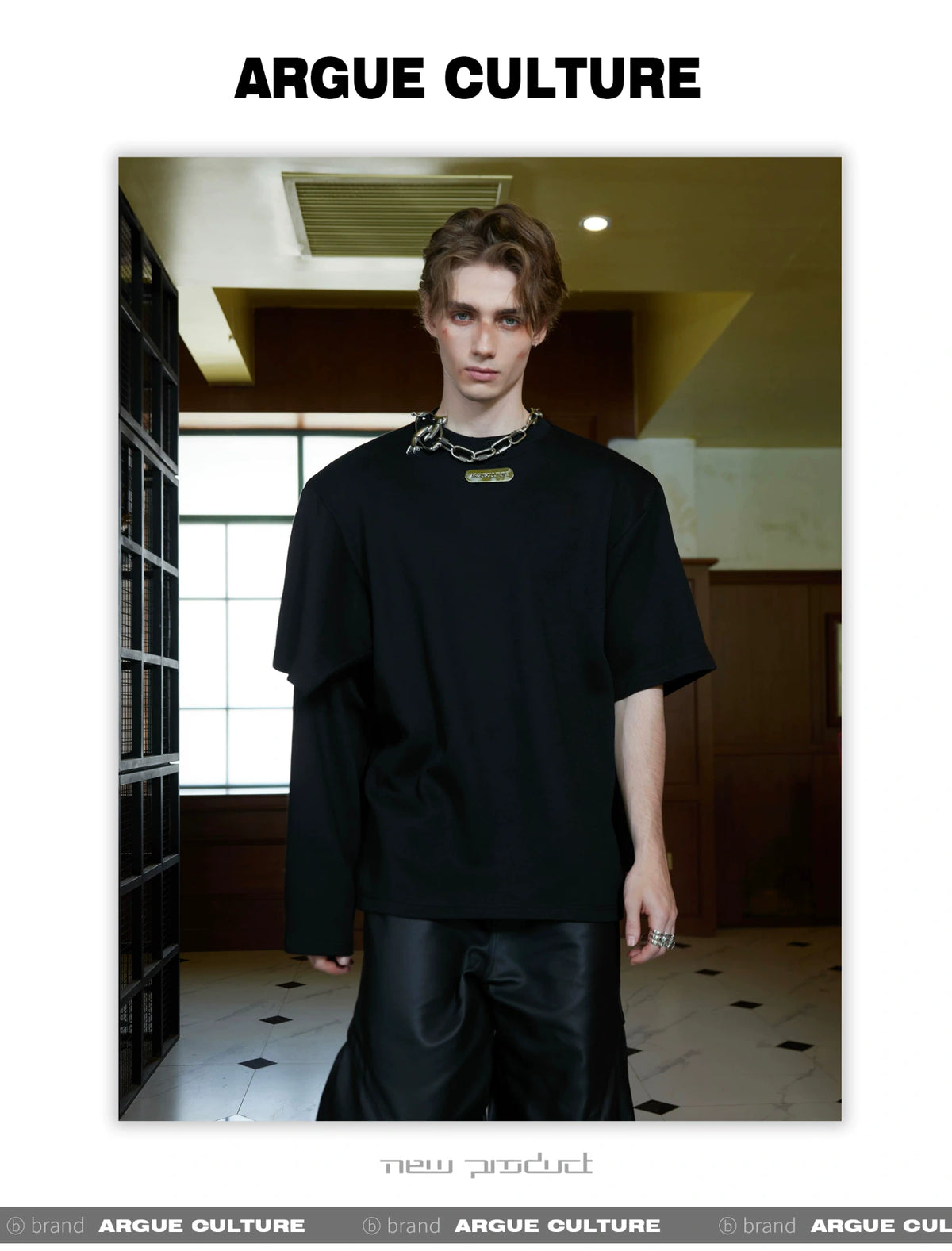 Deconstructed Two-Layer Crewneck Sweatshirt | ARGUE - description image 4